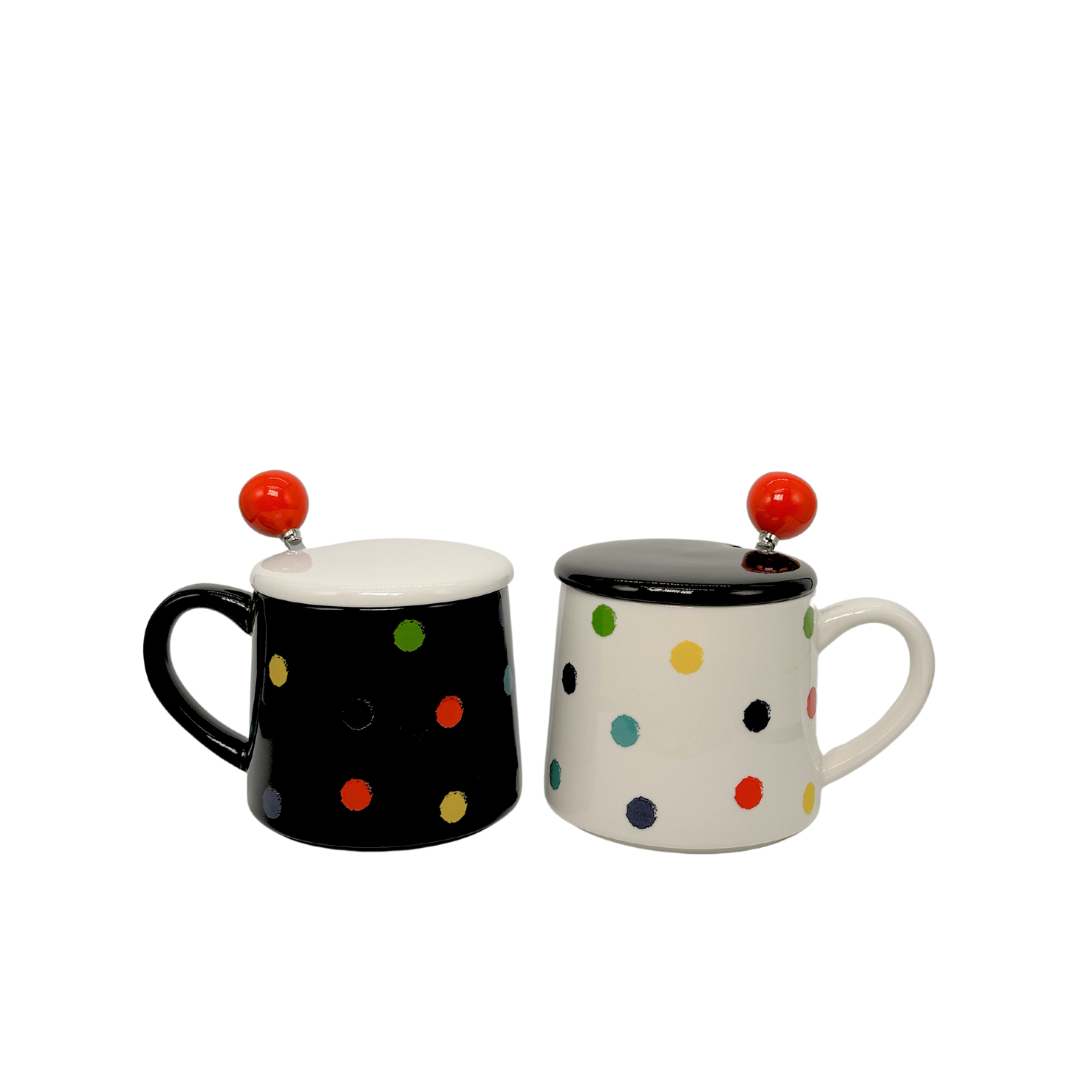 Rainbow Dot Muggy - with lid & stirring spoon