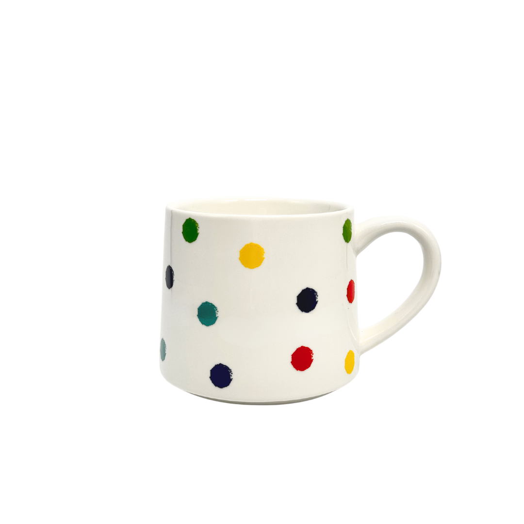 Rainbow Dot Muggy - with lid & stirring spoon