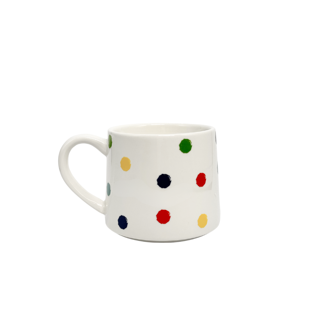 Rainbow Dot Muggy - with lid & stirring spoon