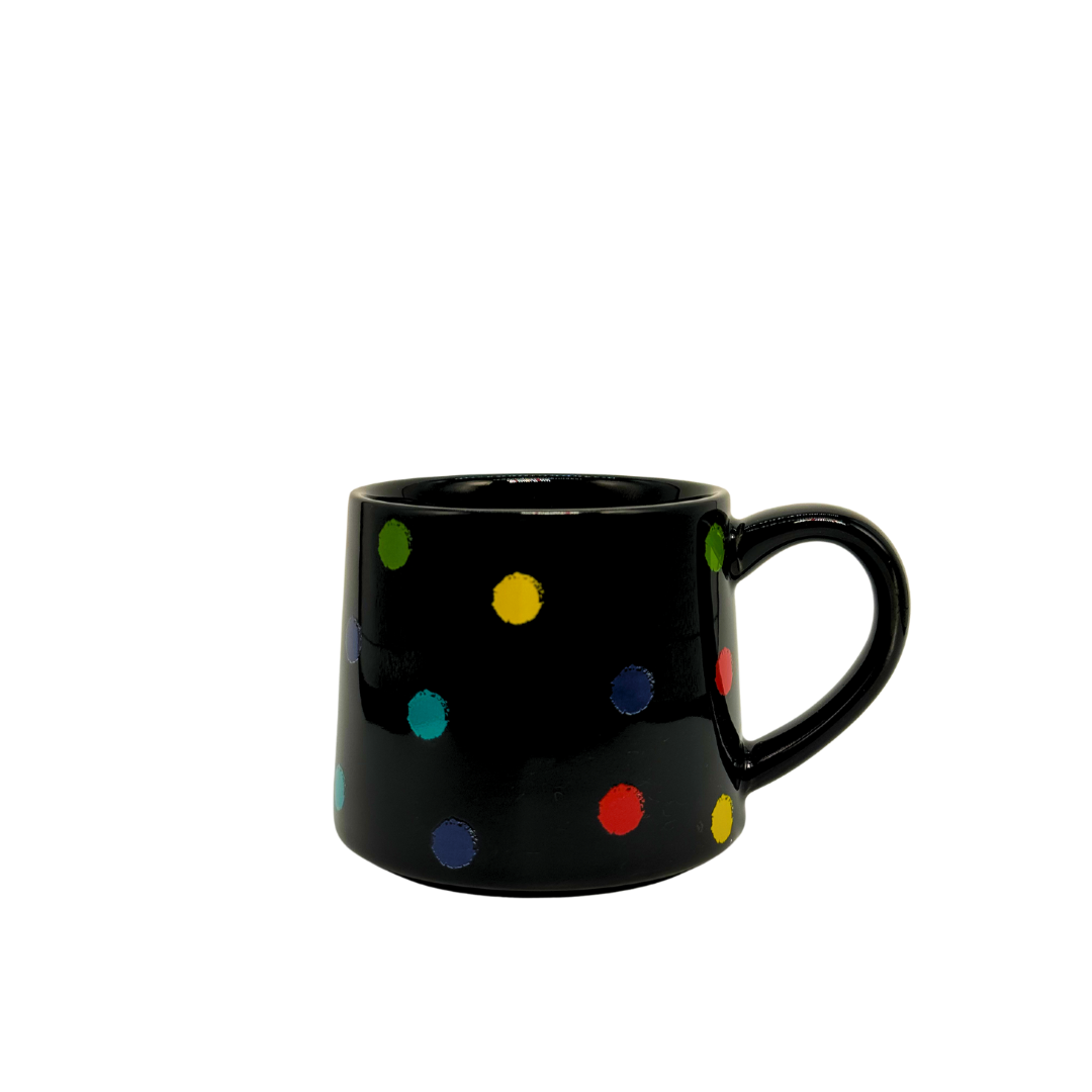 Rainbow Dot Muggy - with lid & stirring spoon